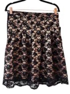 Vertigo Paris Black Lace Circle Skirt with Nude Lining